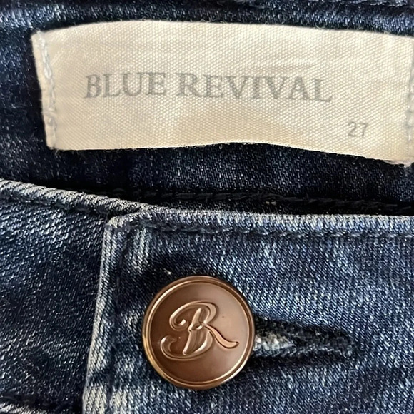 Blue Revival Embellished Hem Dark Wash Jeans - Size 27 - Picture 5 of 7